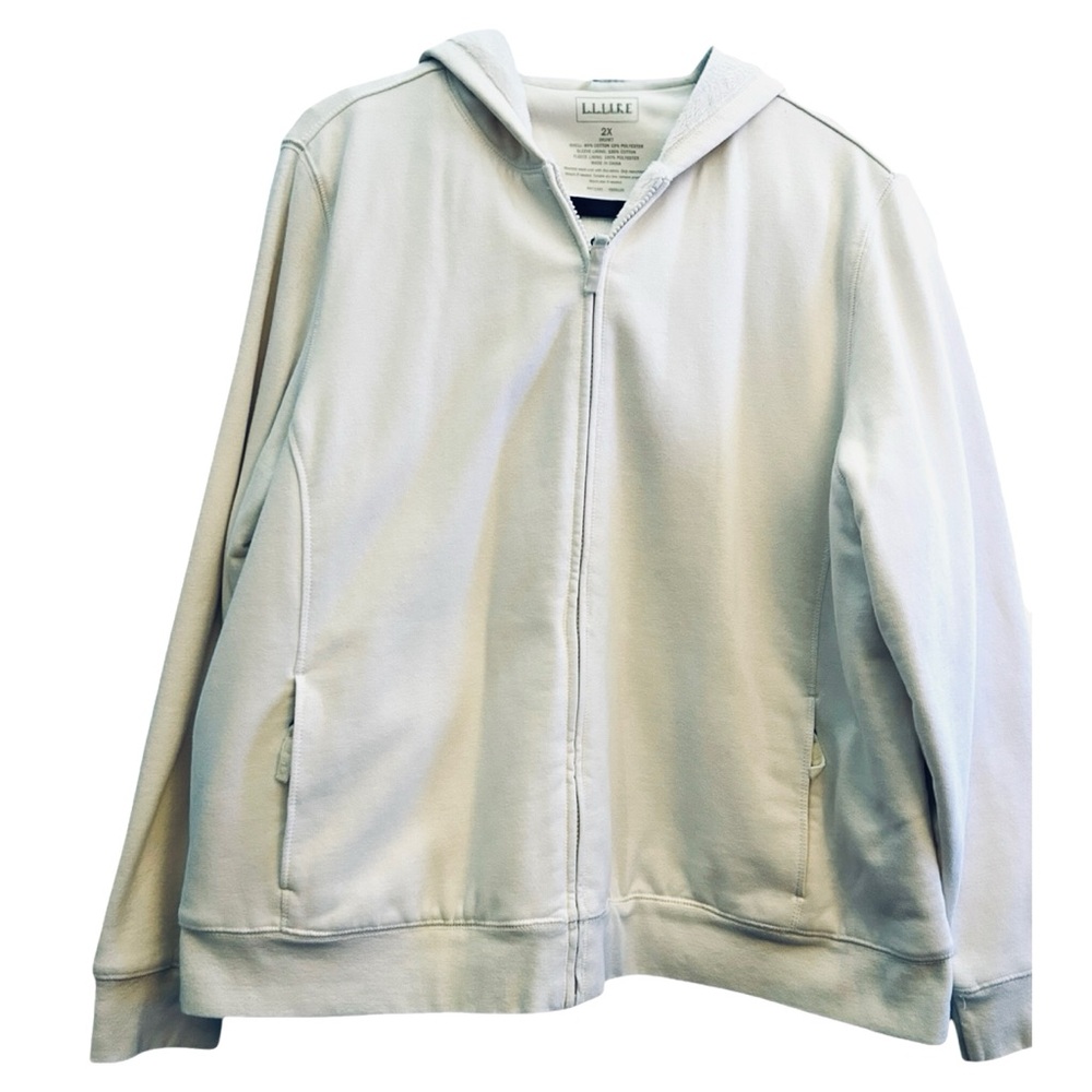 L.L.Bean Fleece-Lined Full-Zip Jacket Cream Cotton Blend Size 2X